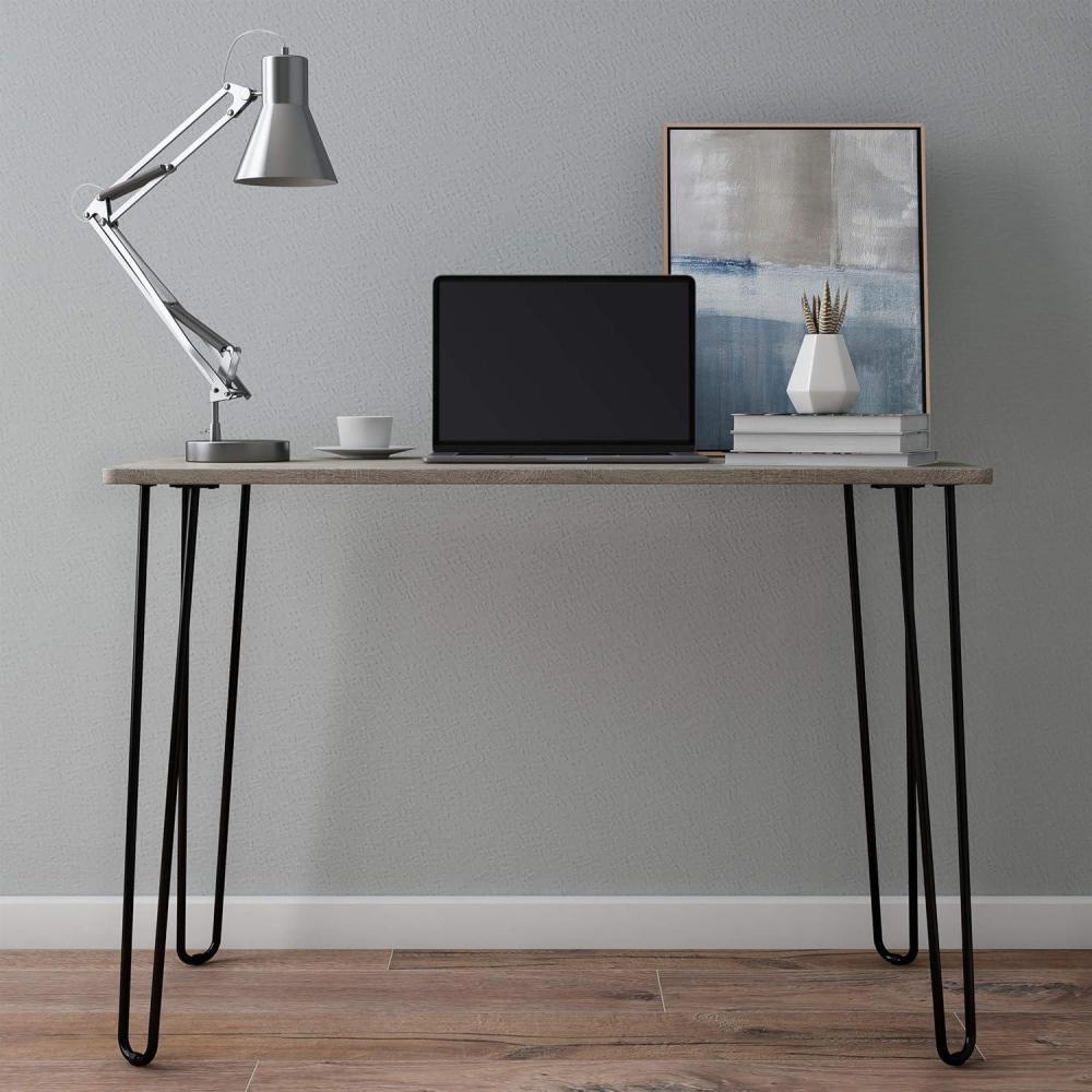 imageDesk with Hairpin Legs Modern Industrial Style Home Decor WoodgrainLook and Steel Accent Home Office Furniture by Lavish Home GrayGrey