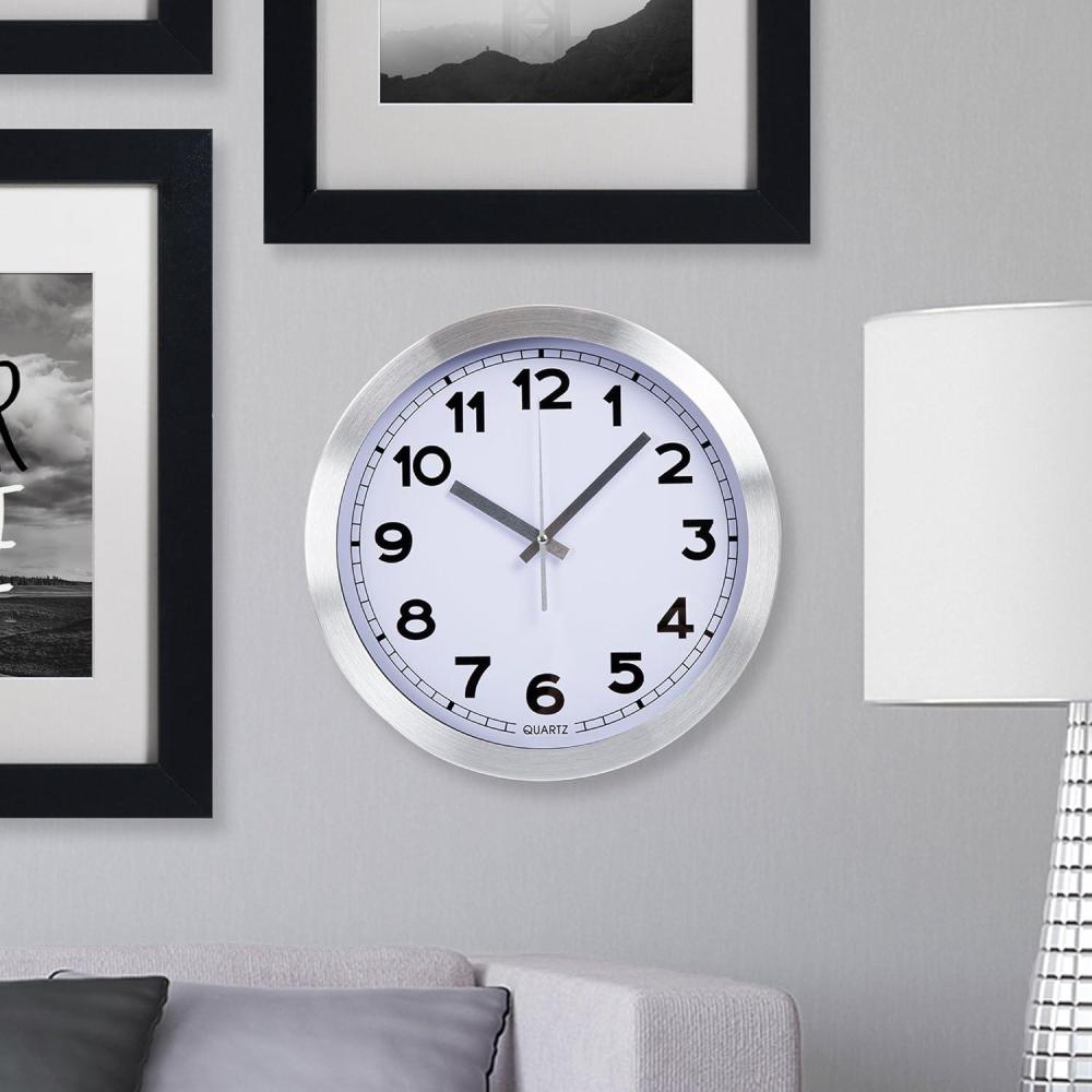 imageEveryday Home 12 Inch Brushed Aluminum Wall Clock