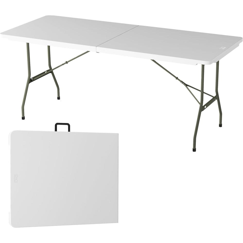 imageEveryday Home 6Foot Folding Table Indoor and Outdoor Table for Camping Dining Buffets Crafts and Playing Cards Portable Picnic Stand White