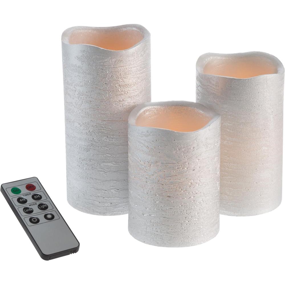 imageFlameless LED Candles 6Piece Remote Controlled Flameless Candle Set for Home Wedding Bridal Shower and Christmas Dcor by Lavish Home SilverSilver
