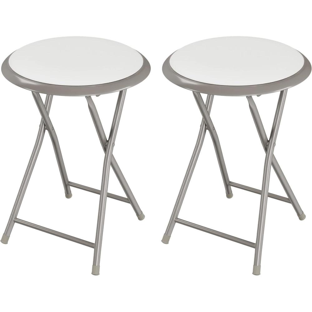 imageFolding Stool Backless 18Inch Stool with 225lb Capacity for Kitchen or Rec Room Portable Indoor Counter Bar Stools by Lavish Home BlueWhite