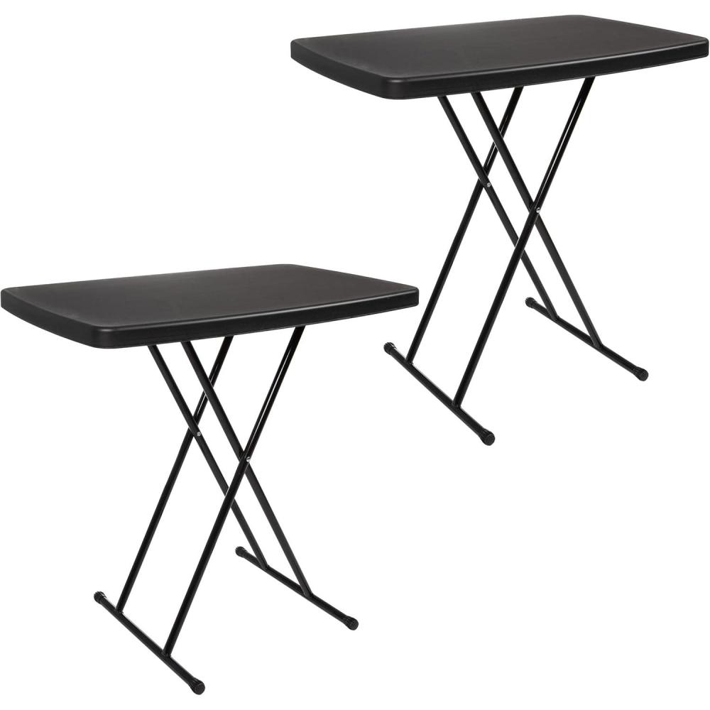 imageFolding Table Lightweight Portable Folding Desk Small Plastic Table for TV Tray Playing Cards and Craft Room by Lavish Home WhiteBlack Set of 2