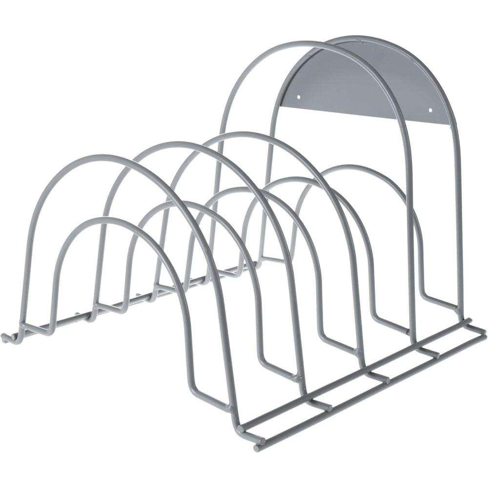 imageKitchen Cabinet Pot Pan and Lid Organizer and Holder Iron Storage Pantry Rack Shelf for Pots and Pans Houseware Bakeware and More by Lavish Home