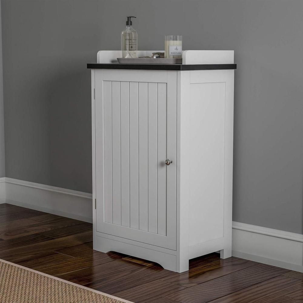 imageLavish Home 2Tier Bathroom Floor Storage Cabinet 29 Tall Free Standing White Cupboard with Adjustable Shelf ShutterStyle ampamp Slatted Look Door Towel Toiletries or Laundry Organizer