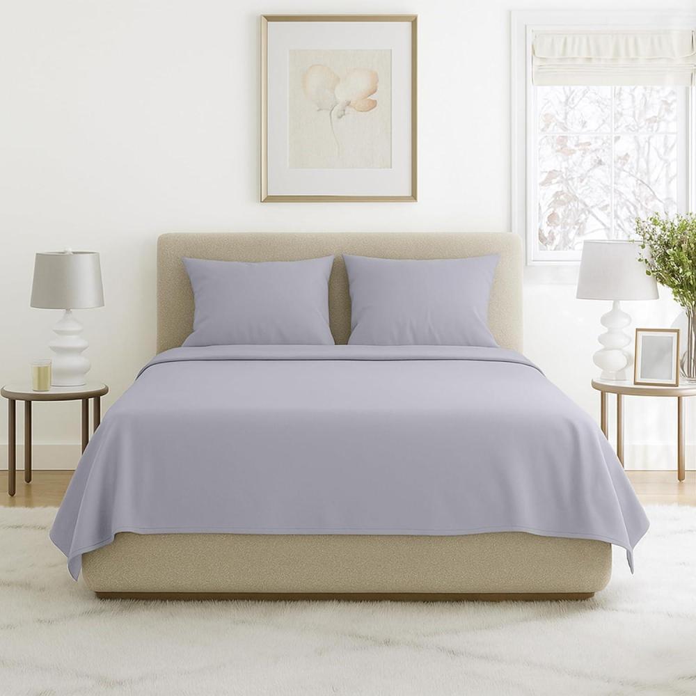 imageLavish Home 3Piece Brushed Microfiber Twin Sheet Set  Bedding with Wrinkle and StainResistant Fitted and Flat Sheets Plus Pillowcase PurpleSilver
