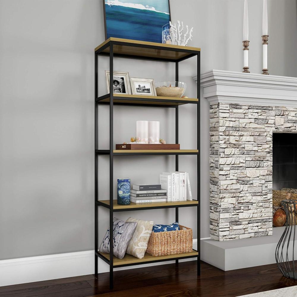 imageLavish Home 5Tier BookshelfOpen Industrial Style Etagere Shelving Unit for Rustic Decoration Storage and Display in Any Room Black