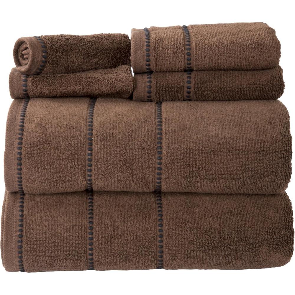 imageLavish Home 6 Piece Bathroom Towels Set 525GSM 100 Cotton Bathroom Essentials 2 Bath Sheets 2 Hand Towels and 2 Wash Cloths for Bath Shower Gym Spa and Dorm Room Chocolate