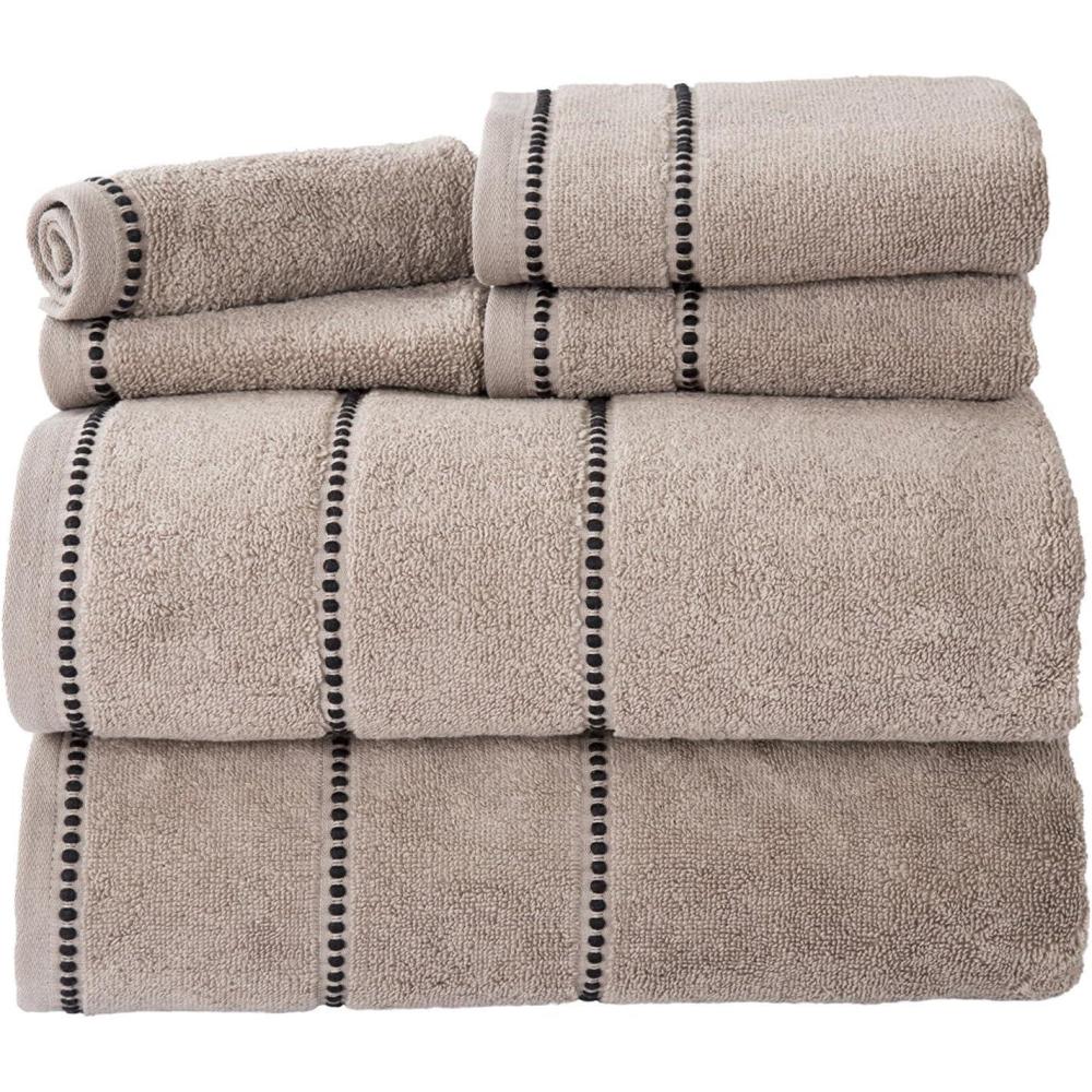 imageLavish Home 6 Piece Bathroom Towels Set 525GSM 100 Cotton Bathroom Essentials 2 Bath Sheets 2 Hand Towels and 2 Wash Cloths for Bath Shower Gym Spa and Dorm Room Taupe