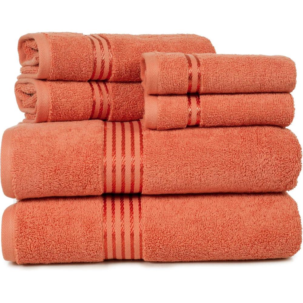 imageLavish Home 6 Piece Bathroom Towels Set 625GSM 100 Cotton Bathroom Essentials with 2 Absorbent Wash Cloths 2 Hand Cloths and 2 Bath Towel for Shower Gym Dorm and Spa GreenBrick