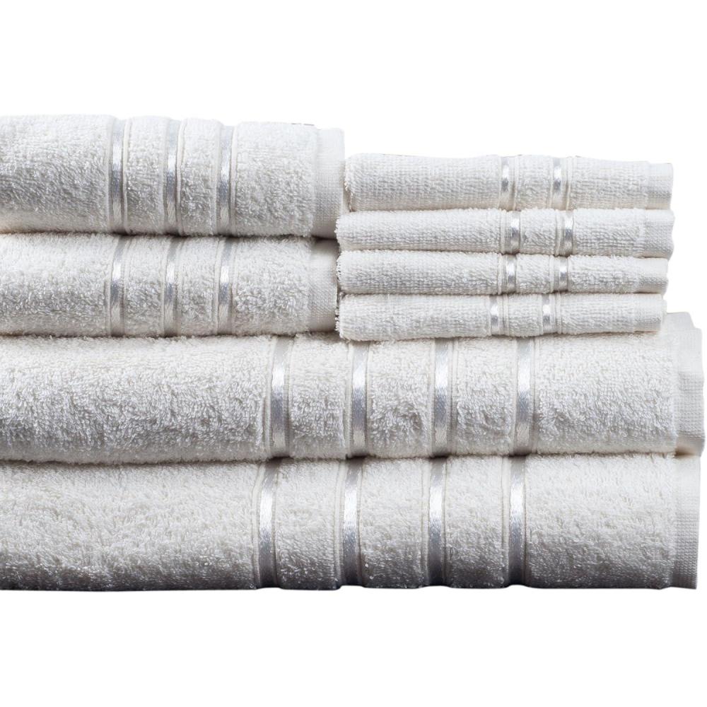 imageLavish Home 8 Piece 100 Cotton Plush Bath Towel Set White