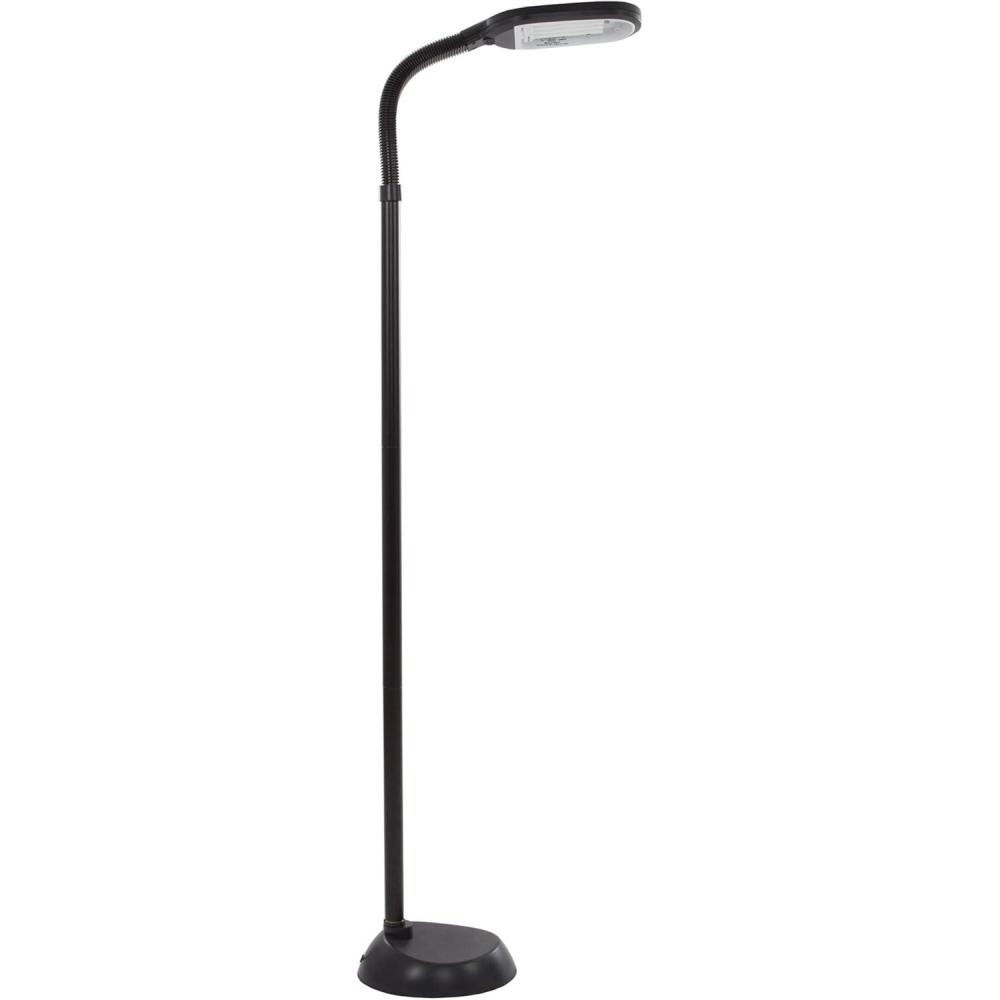 imageLavish Home Adjustable Floor Lamp for Bedroom Full Spectrum Natural Sunlight Lamp for Office with Bendable Neck for Reading Light Craft Studying and Esthetician Light Black