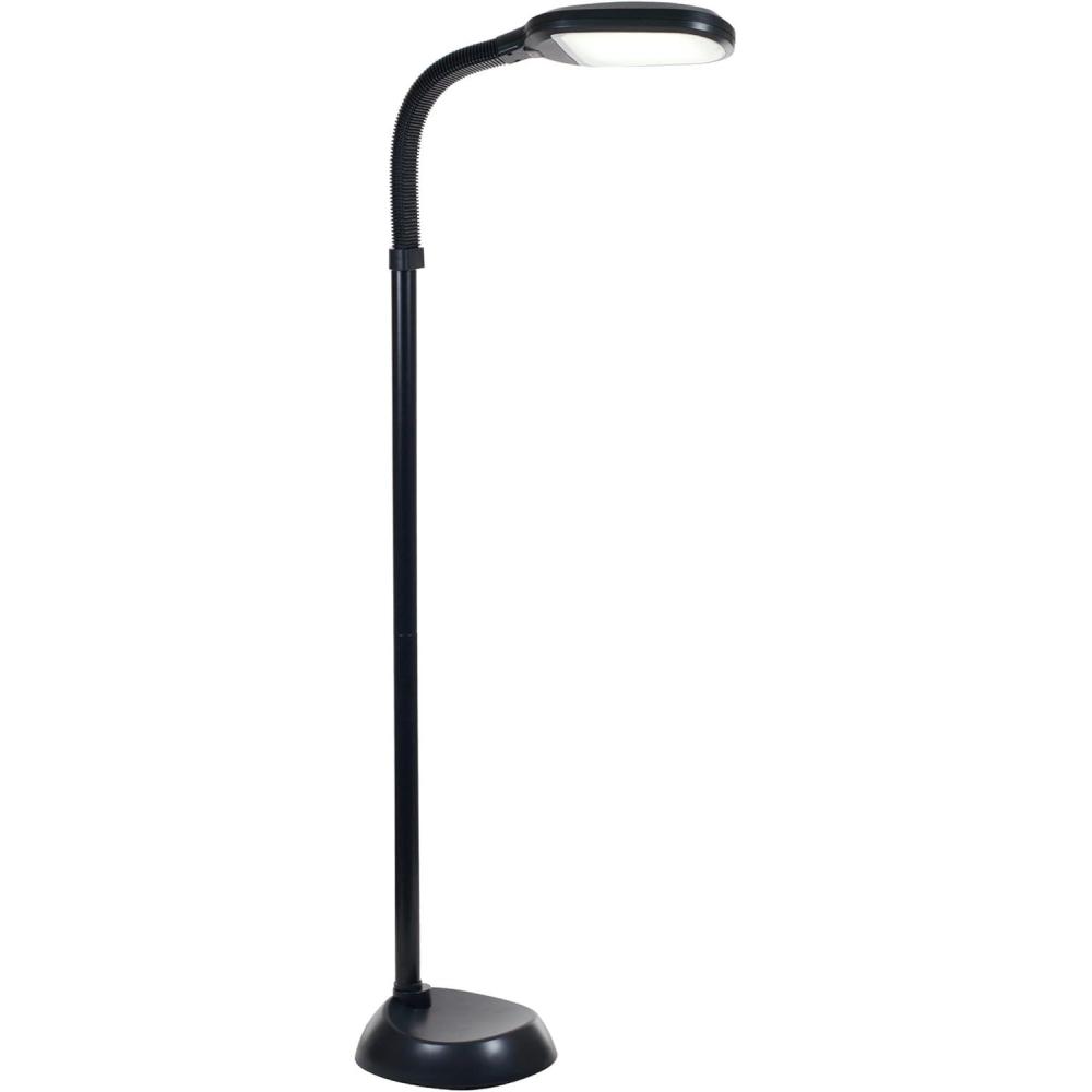 imageLavish Home Adjustable LED Floor Lamp with Bendable Neck Full Spectrum Natural Sunlight LED Lamp for Bedroom and Living Room Reading Craft and Esthetician Light Black