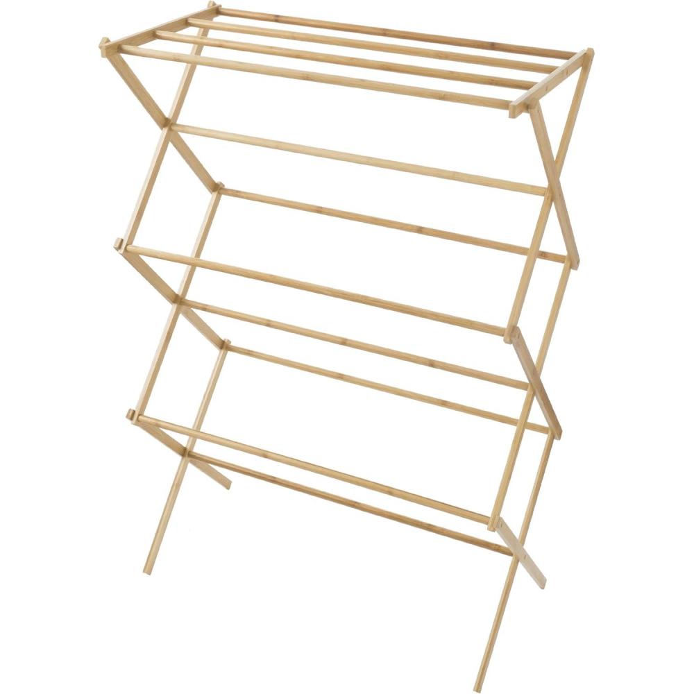 imageLavish Home Bamboo Clothes Drying Rack Folding Portable Clothesline Collapsible Laundry Rack for Indoor or Outdoor Compact ampamp EcoFriendly
