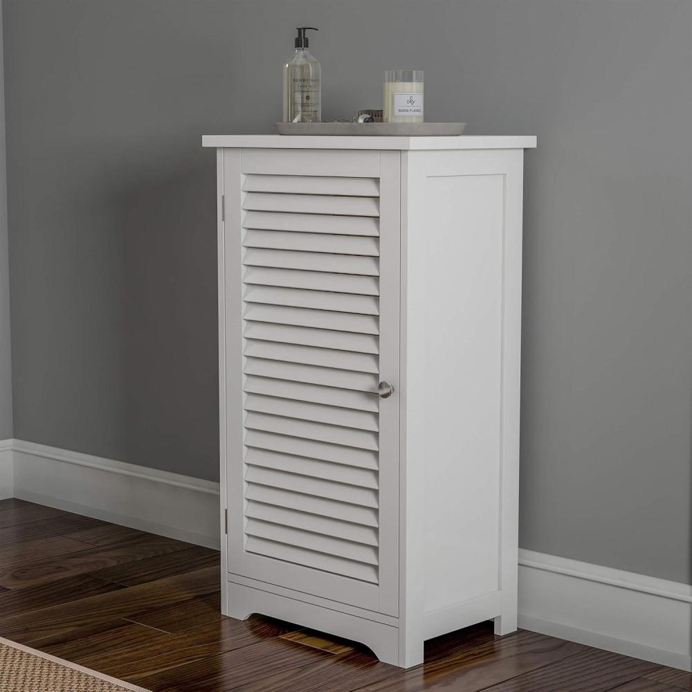 imageLavish Home Bathroom Cabinet Freestanding Storage Organizer for Towels or Laundry Room Adjustable Shelf and Shutter Style Door White