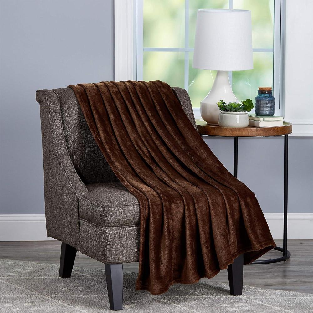 imageLavish Home Desert Tan Oversized Microfiber Velvet Solid Polyester Throw Blanket Breathable and Machine WashableMocha Brown
