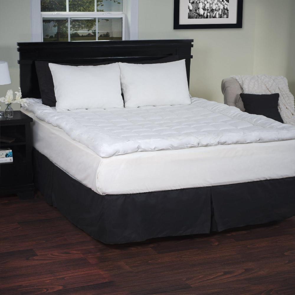 imageLavish Home Down Alternative Mattress Topper 233 Thread Count Hypoallergenic FiberFilled Twin Pad for Protection Cushion and Support WhiteWhite