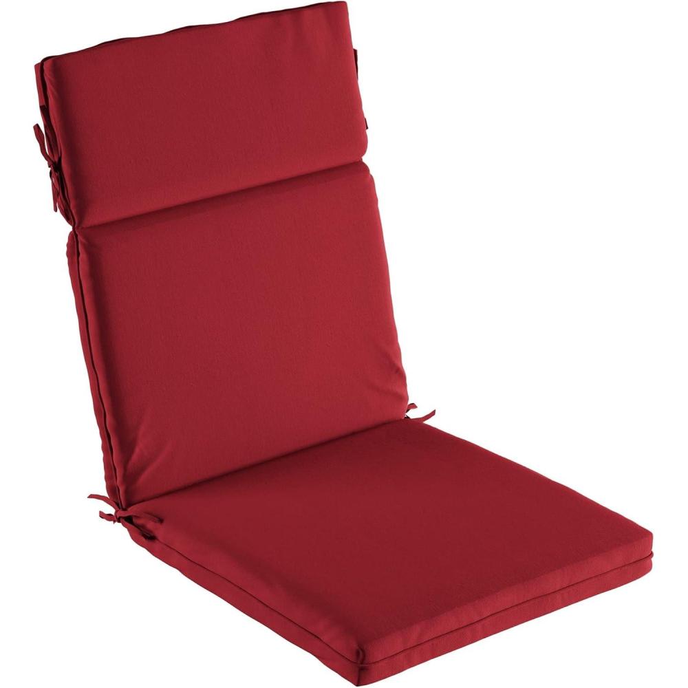 imageLavish Home HighBack Patio Cushion for Outdoor Furniture Adirondack Rocking or Dining Chairs Red Fabric with Piping ampamp Ties by LHC 1 Count Pack of 1Red