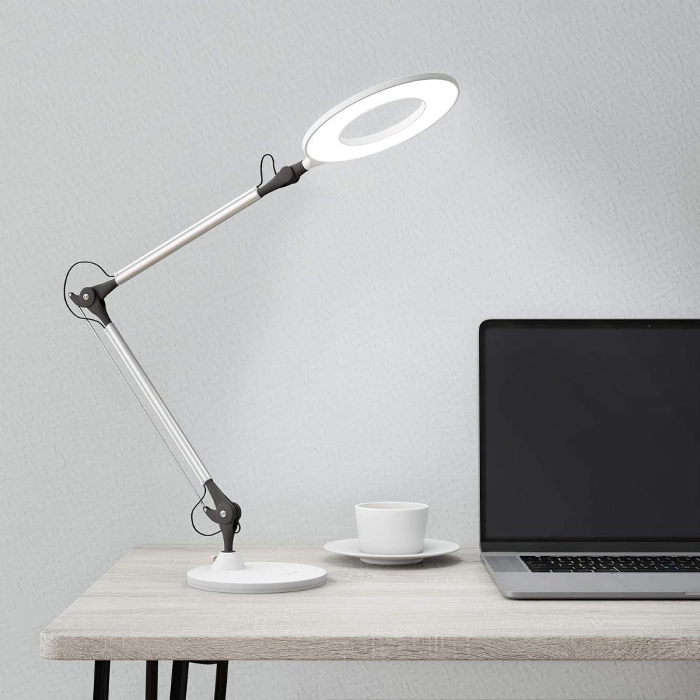imageLavish Home LED Desk Lamp Swing Arm Architect Lamp Adjustable Natural Sun Lighting for Home Office Bedroom or Dorm Room White