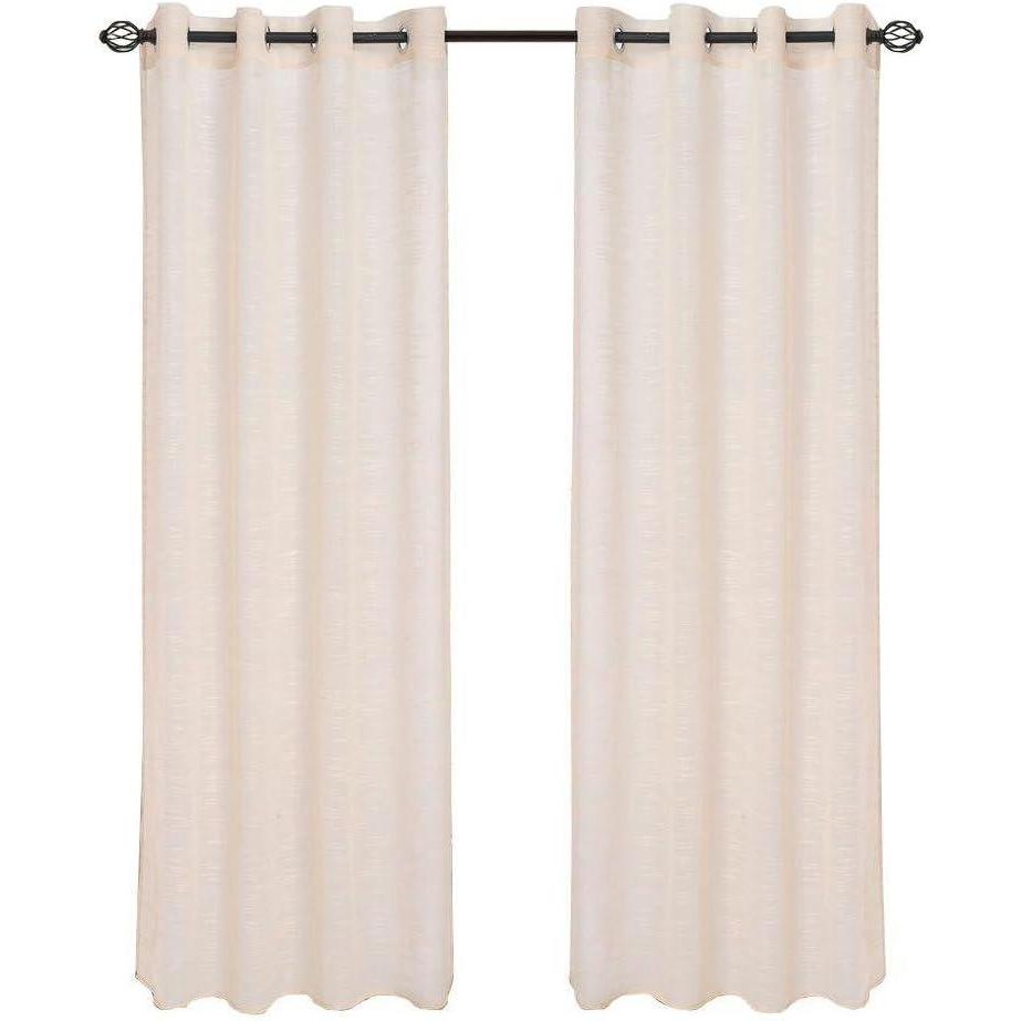 imageLavish Home Mia Jacquard Grommet Curtain Panel GreyBeige