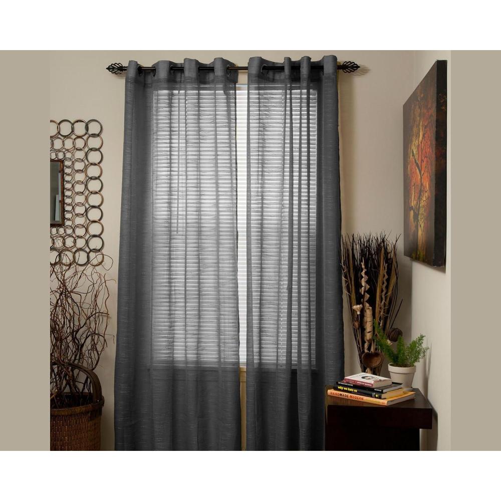 imageLavish Home Mia Jacquard Grommet Curtain Panel GreyDark Grey