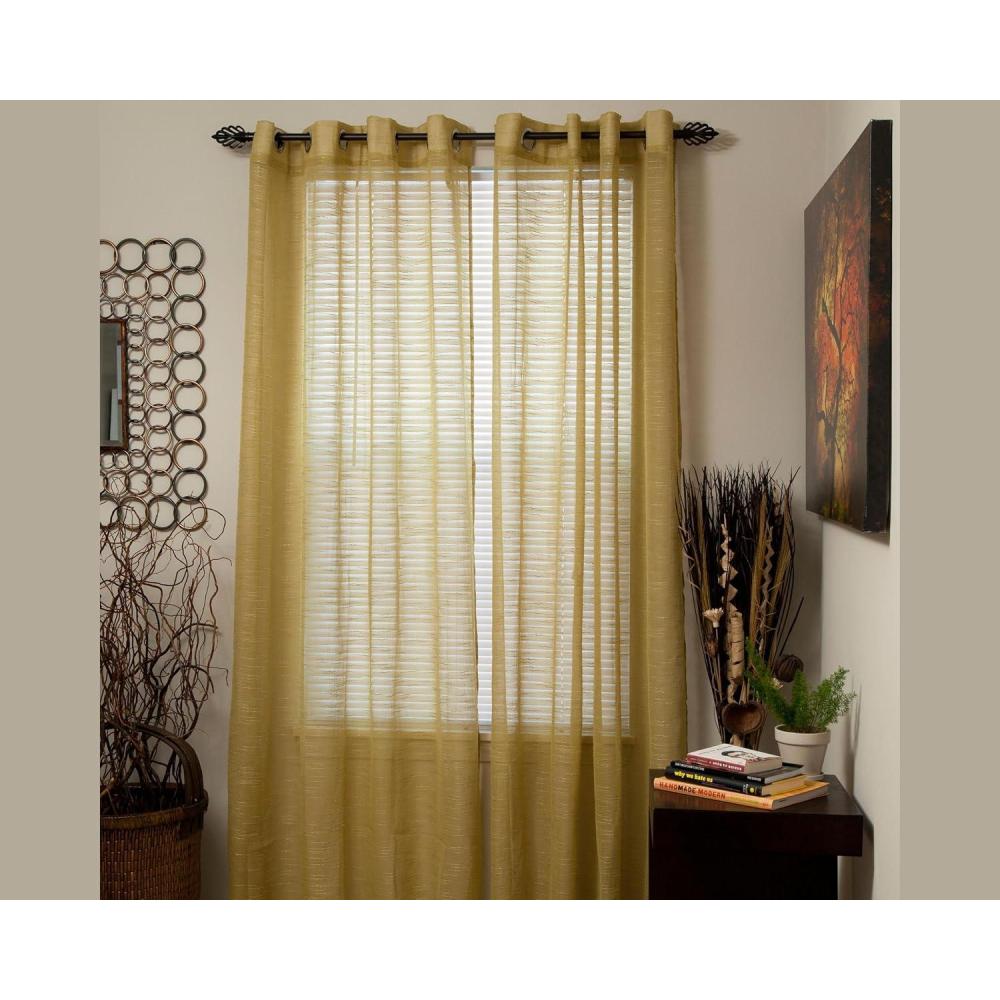 imageLavish Home Mia Jacquard Grommet Curtain Panel GreyLight Green
