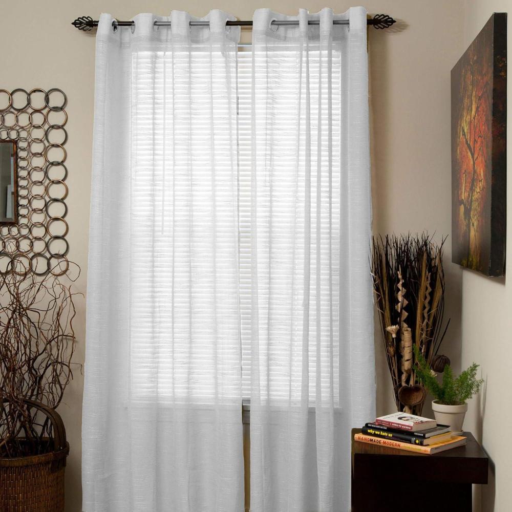 imageLavish Home Mia Jacquard Grommet Curtain Panel GreyWhite