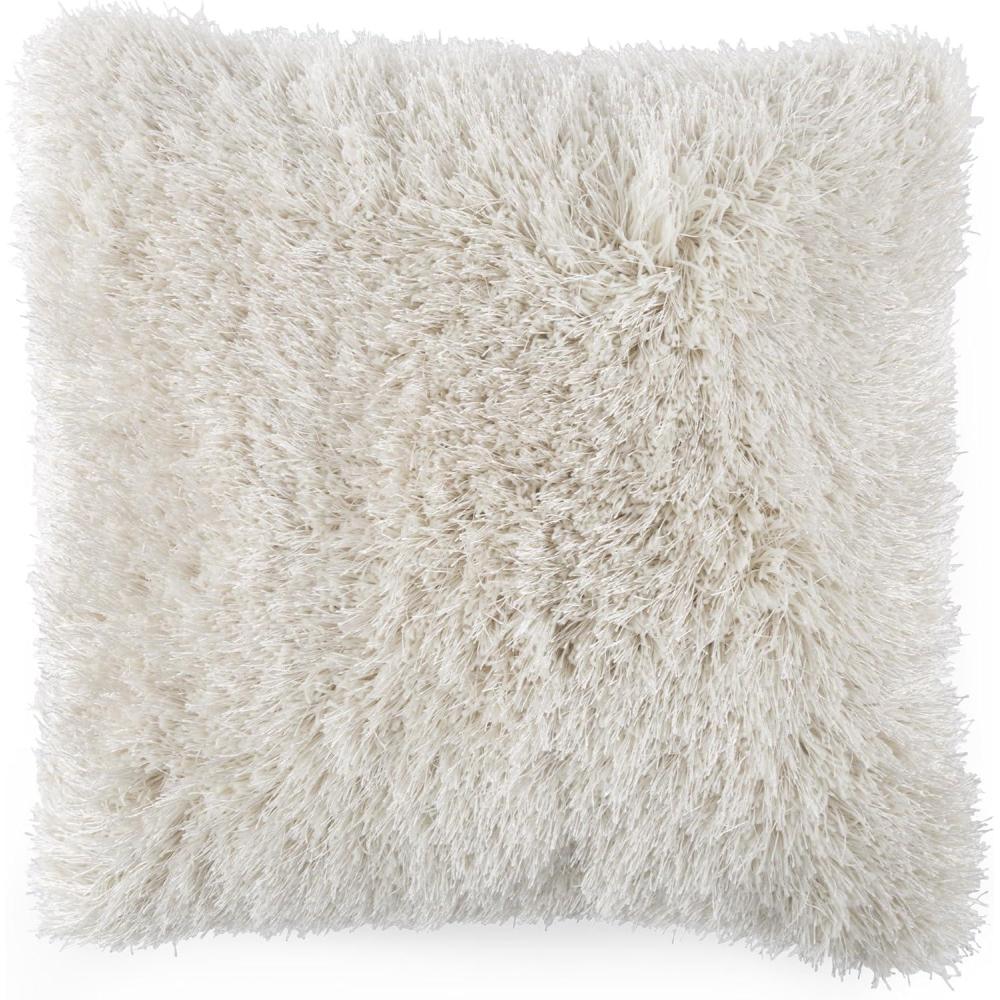 imageLavish Home Oversized Floor or Throw Pillow Square Luxury Plush Shag Faux Fur Glam Decor Cushion for Bedroom Living Room or Dorm MochaBeige
