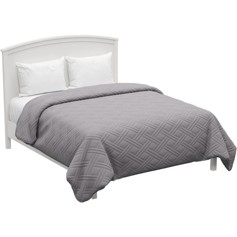 imageLavish Home Quilt Coverlet AllSeason Light Comforter Quilted Blanket Twin Size Gray