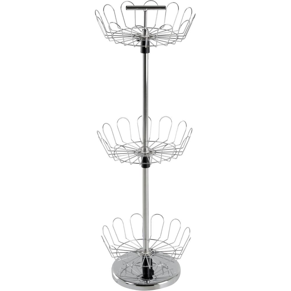 imageLavish Home Rotating Shoe Rack Organizer  3Tier Shoe Storage Organizer Holds 18 Pairs  Freestanding Vertical Carousel with Metal Adjustable Racks Chrome