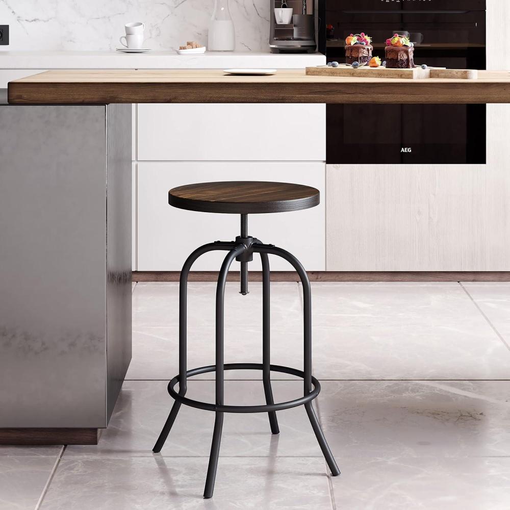 imageLavish Home Set of 2 CounterHeight Bar Stools 295 Inches Round Wood Barstools with Hairpin Legs for Kitchen or Dining Room Modern Farmhouse FurnitureRounded Frame