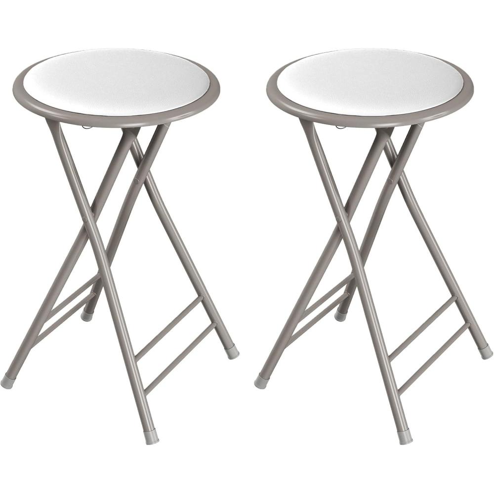 imageLavish Home Set of 4 Counter Height Bar Stools 24Inch Backless Folding Chairs with 225lb Capacity for Kitchen Rec Room or Game Room PinkWhite
