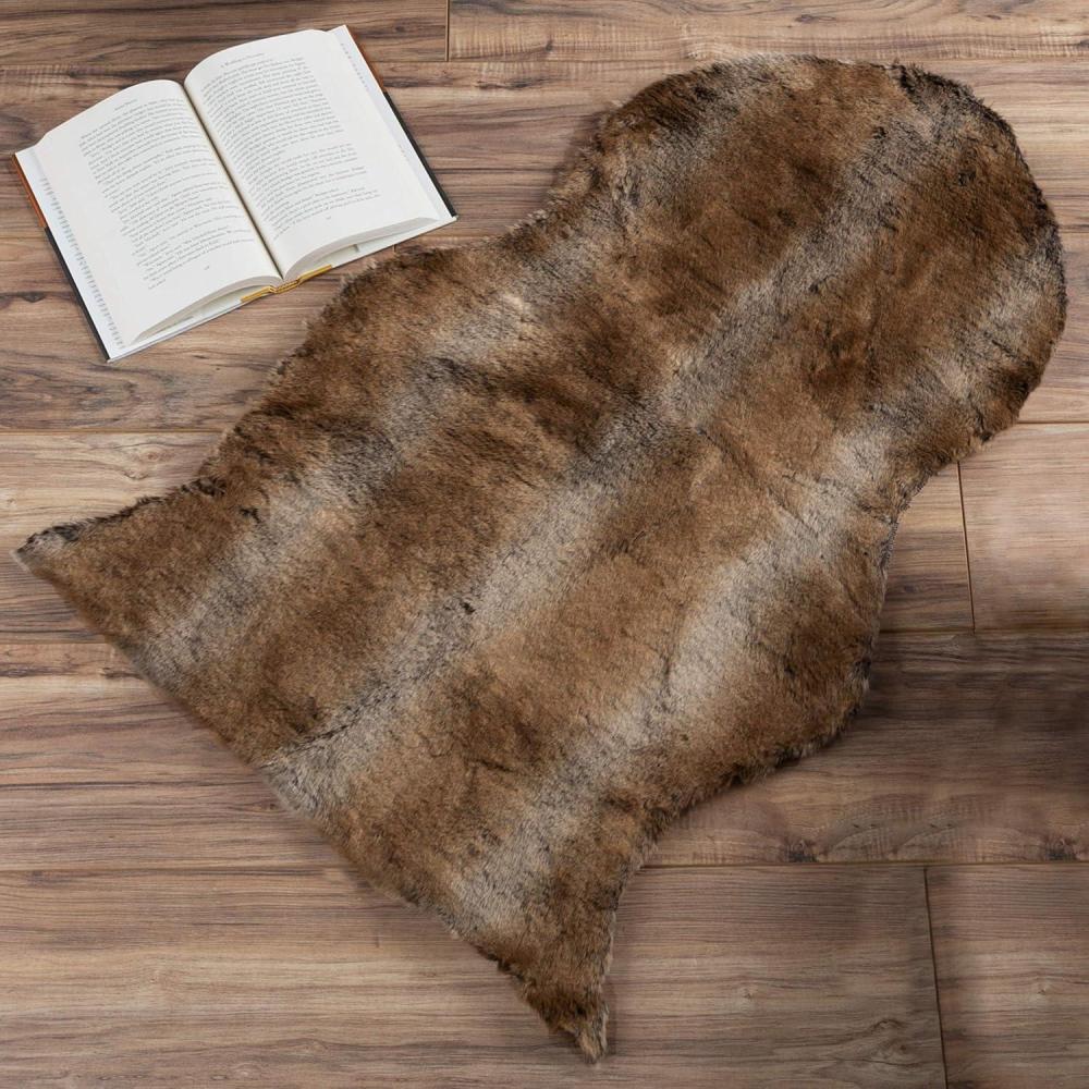 imageLavish Home Sheepskin Throw Rug Faux Fur 2x3Foot High Pile Soft and Plush Mat for Bedroom Kitchen Bathroom Nursery ampamp Office2 x 3 Oval