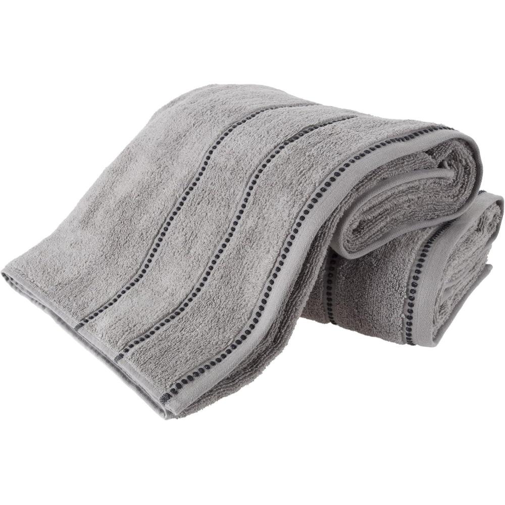 imageLuxury Cotton Towel Set 2 Piece Bath Sheet Set Made From 100 Zero Twist Cotton Quick Dry Soft and Absorbent By Lavish Home Eggplant WhiteSilver and Black