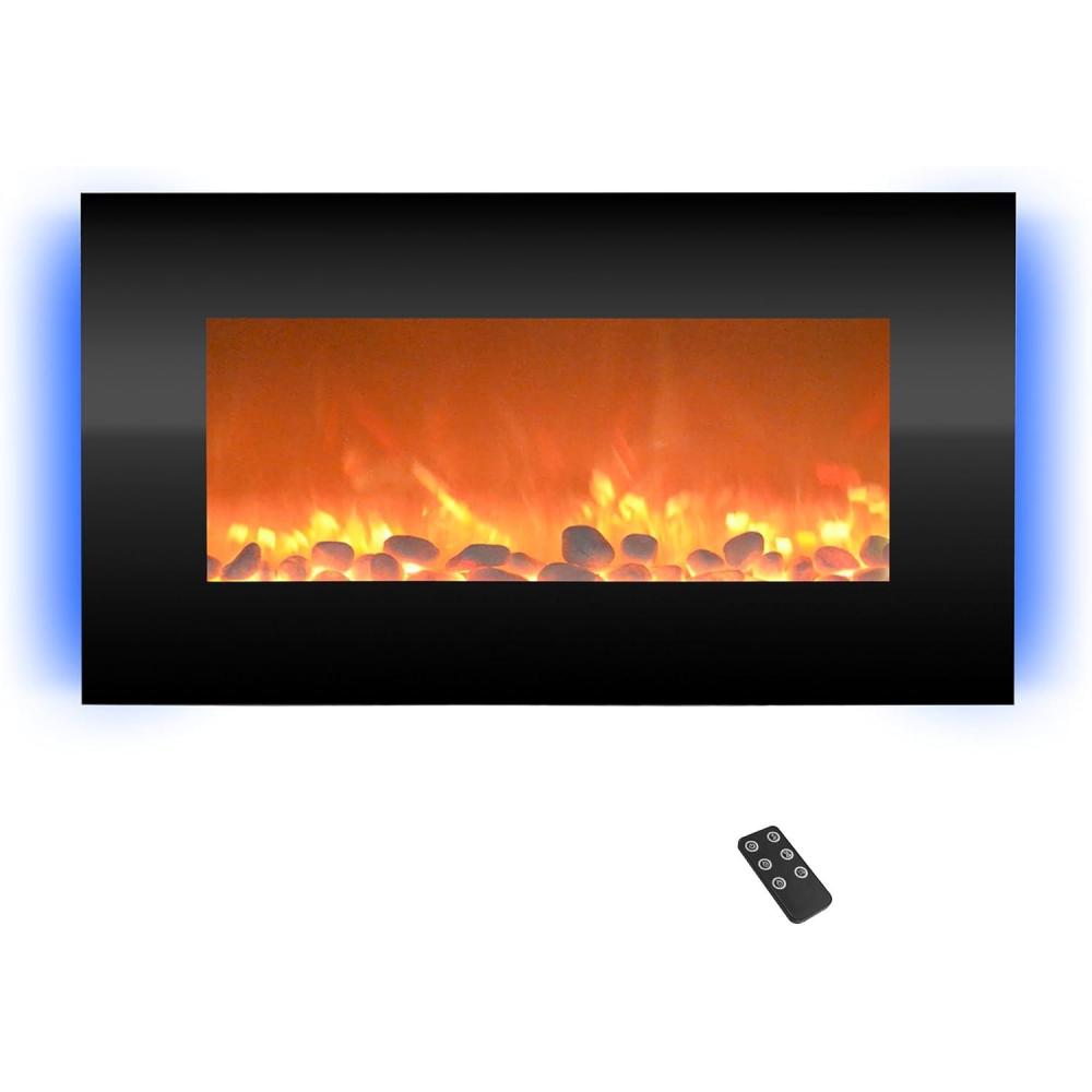 imageNorthwest Electric Fireplace  30 Inch Wall Mounted Fireplace  13 Backlight Colors and Remote Controlled LED Flames Heat and Brightness Black
