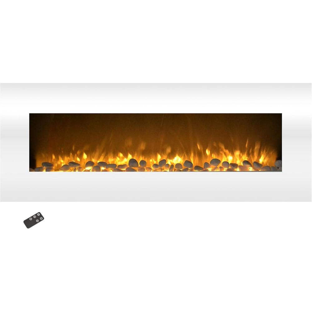 imageNorthwest Wall Mounted Electric Fireplace 50Inch HeatFree Wall Mounted Fireplace with 10 Color Changing LED Flames 3 Background Options and Remote Control White50 White No Heat