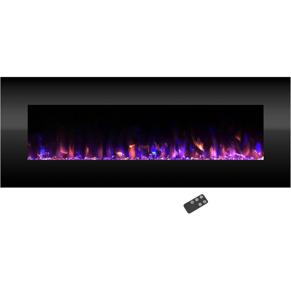 imageNorthwest Wall Mounted Electric Fireplace  50Inch HeatFree Wall Mounted Fireplace with 10 Color Changing LED Flames 3 Background Options and Remote Control White54  Black  No Heat