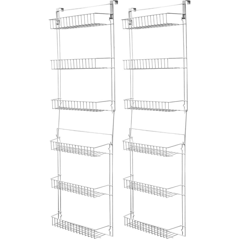 imageOver the Door Organizer 6Tier Adjustable Pantry Shelves and Rack for Kitchen Organization Organization and Storage by Lavish Home White6TIER ADJUSTABLE Pack of 2