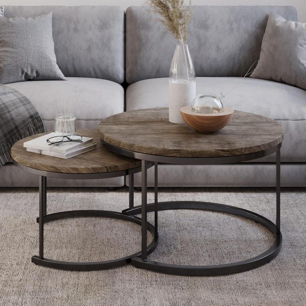 imageRound Coffee Table Set  2Piece Nesting Tables to Use Together or Separately  Modern FA