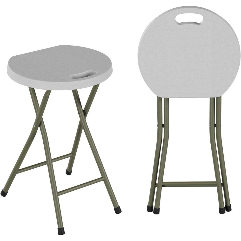 imageSet of 2 Stools 18Inch Folding Stools with 300lb Capacity for Indoor or Outdoor Use Backless Portable Chairs for Adults by Lavish Home White