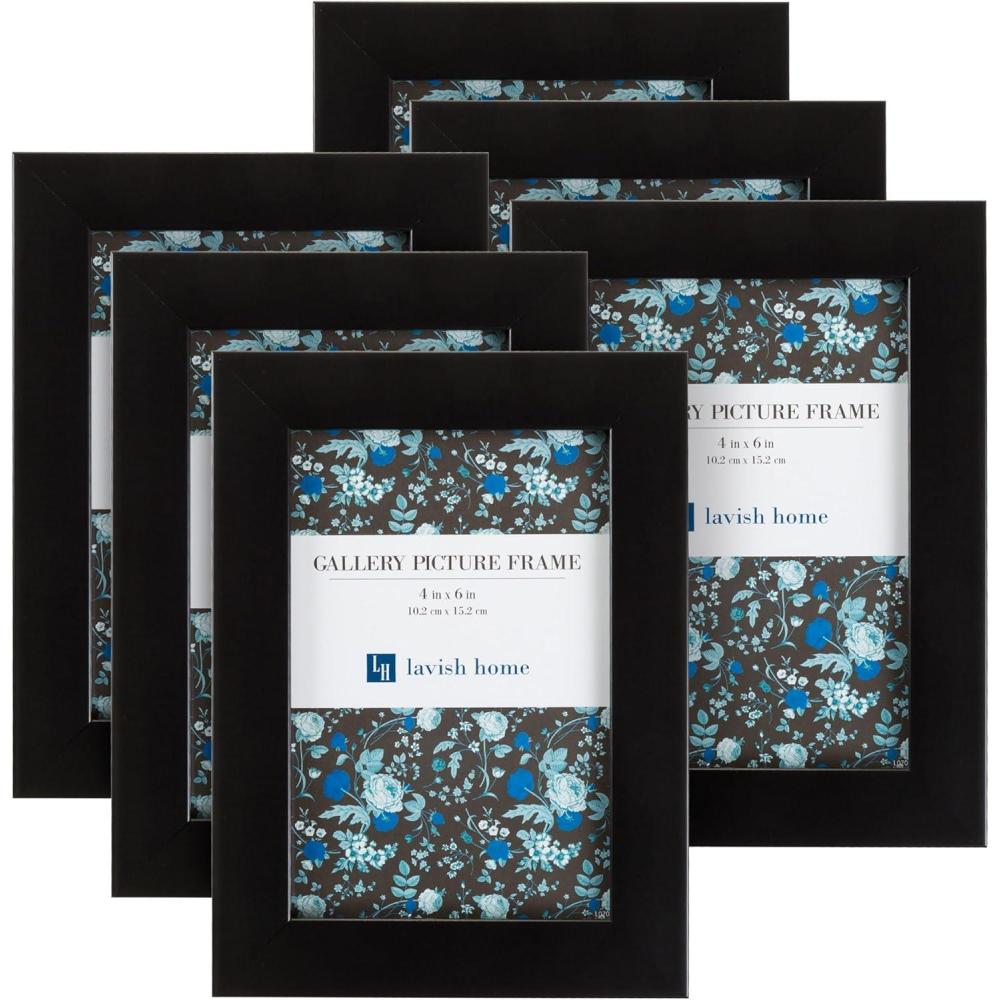 imageSet of 6 Picture Frames 11x14 Photo Frame Set with Stand and Hooks for Gallery Wall or Family Portrait Picture Wall Decor by Lavish Home Black4 x 6