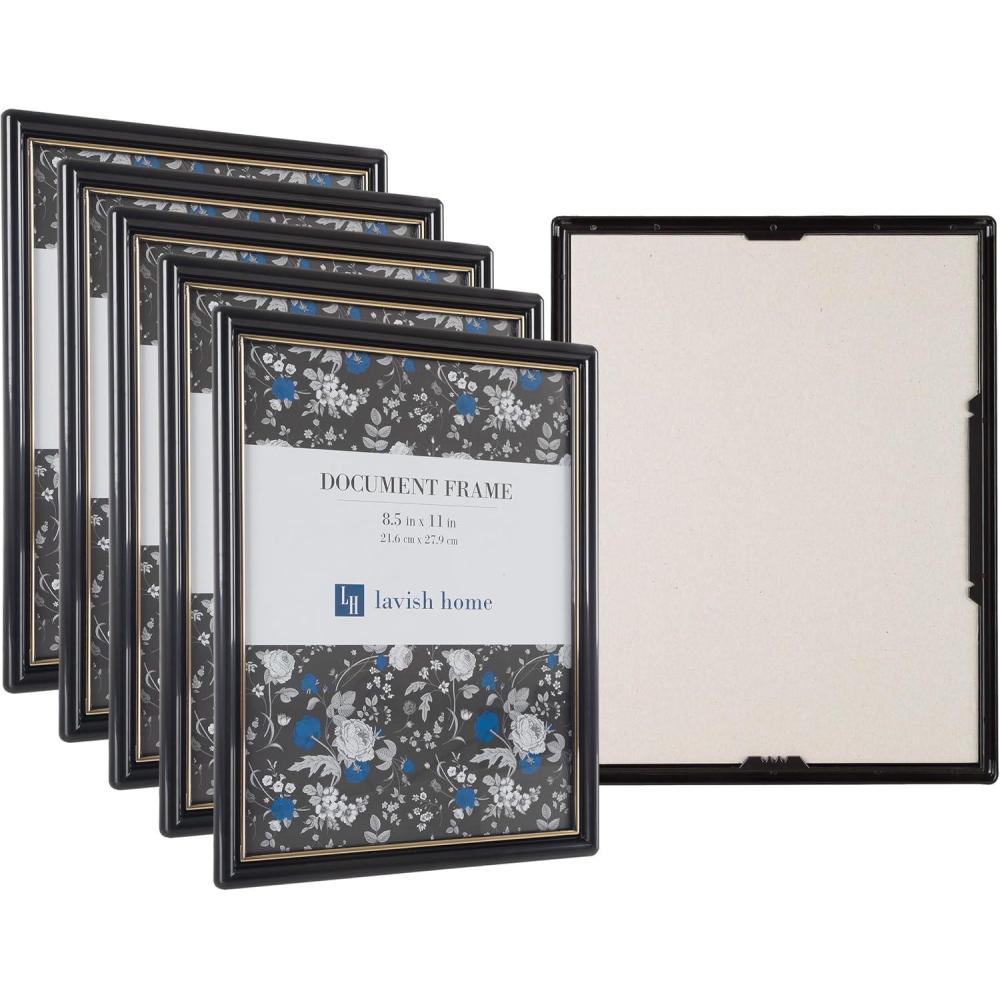 imageSet of 6 Picture Frames 11x14 Photo Frame Set with Stand and Hooks for Gallery Wall or Family Portrait Picture Wall Decor by Lavish Home Black85x11
