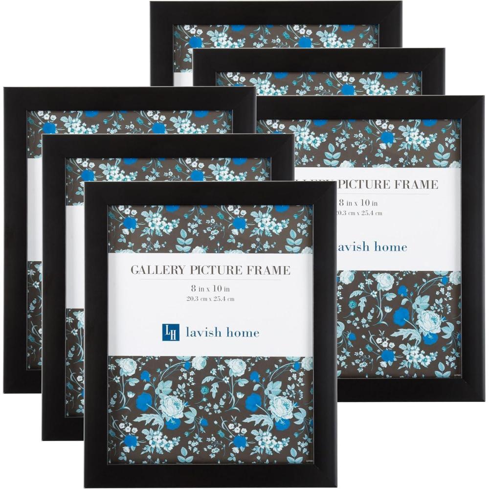 imageSet of 6 Picture Frames 11x14 Photo Frame Set with Stand and Hooks for Gallery Wall or Family Portrait Picture Wall Decor by Lavish Home Black8x10