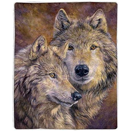 imageSherpa Fleece Throw Blanket Wolf Print Pattern Lightweight Hypoallergenic Bed or Couch Soft Cozy Plush Blanket for Adults and Kids by Lavish Home