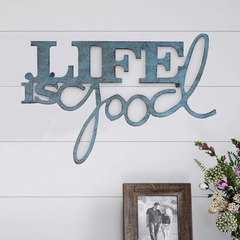 imageWall Art Life is Good Decorative Metal Wall Sign 3D Word Art Home Dcor for Modern Rustic or Vintage Farmhouse Styles by Lavish Home