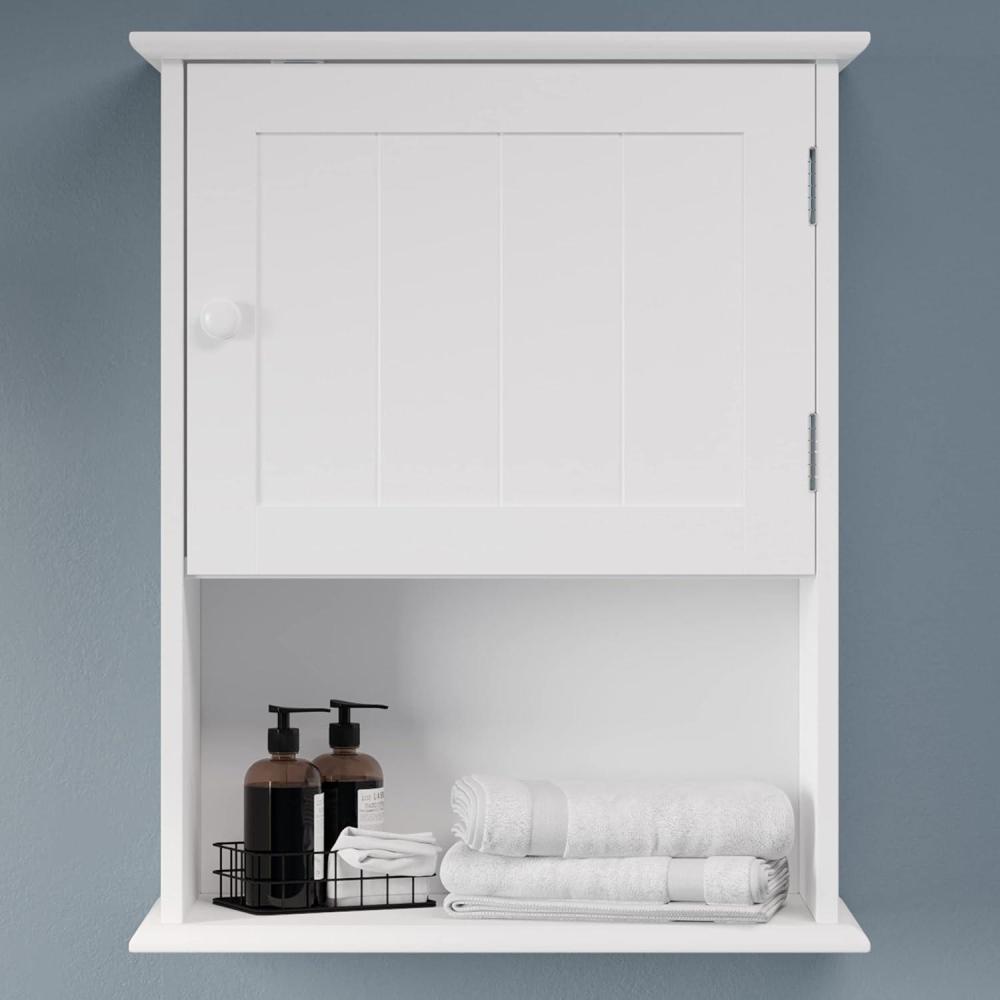 imageWallMounted Storage Cabinet Kitchen Pantry Laundry Room or Bathroom Organizer with Open Shelf Bathroom Storage Furniture by Lavish Home White