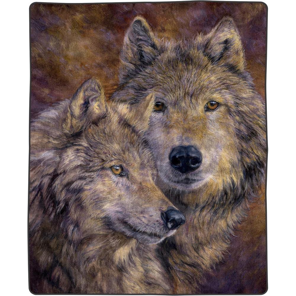 imageWolf Blanket 80x92inch Printed Pair of Wolves Blanket Plush Thick 8lb Faux Mink Queen Throw Blanket for Couch Sofa or Bed by Lavish Home