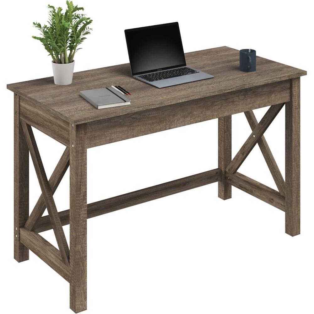 imageWriting Desk  Work Desk with XPattern Legs  for Office Bedroom Computer or Craft Table  Home Office Desks by Lavish Home Tan Wood FinishLight Tan Woodgrain