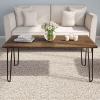 imageCoffee Table with Hairpin Legs  Modern Industrial Style Home Decor  WoodgrainLook and Steel Accent Living Room Furniture by Lavish Home Brown