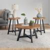 imageLavish Home 3Piece Coffee Table Set  Industrial Modern Round Coffee Table and 2 Side Tables  for Living Room Apartment or Dorm Room Walnut