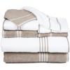 imageLavish Home 8PC Bathroom Towels Set  575GSM 100 Cotton Bathroom Essentials with 2 Bath Towels 2 Hand Cloths 2 Wash Cloths and 2 Fingertip Fabric for Shower Gym Dorm and Spa SilverWhite  Taupe
